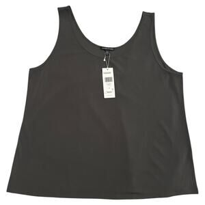 Eileen Fisher 100% Silk Jersey Scoop Neck Tank Grove Gray Size 1X Stretch